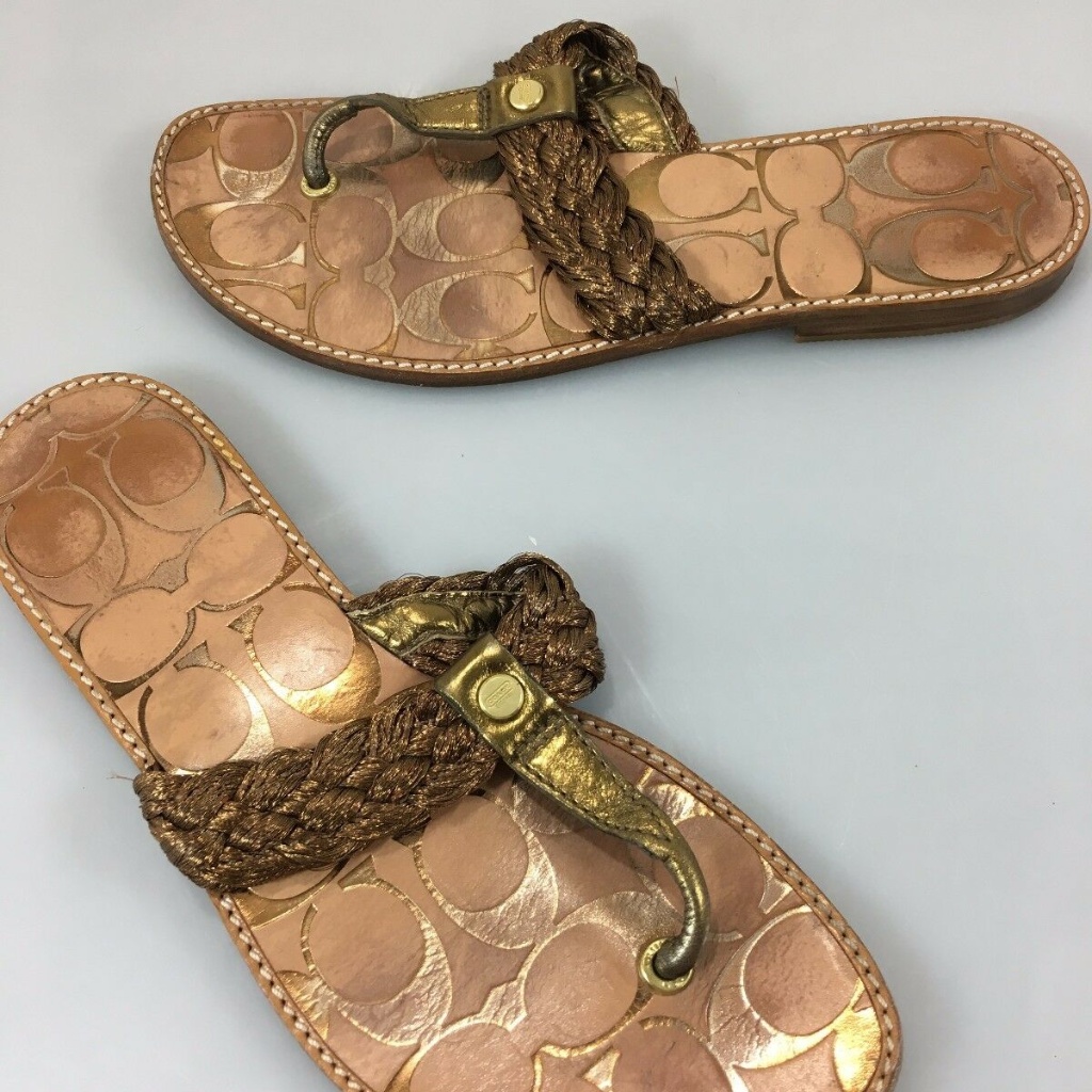 Coach Womens Sandals 6 B Copper Braided Signature